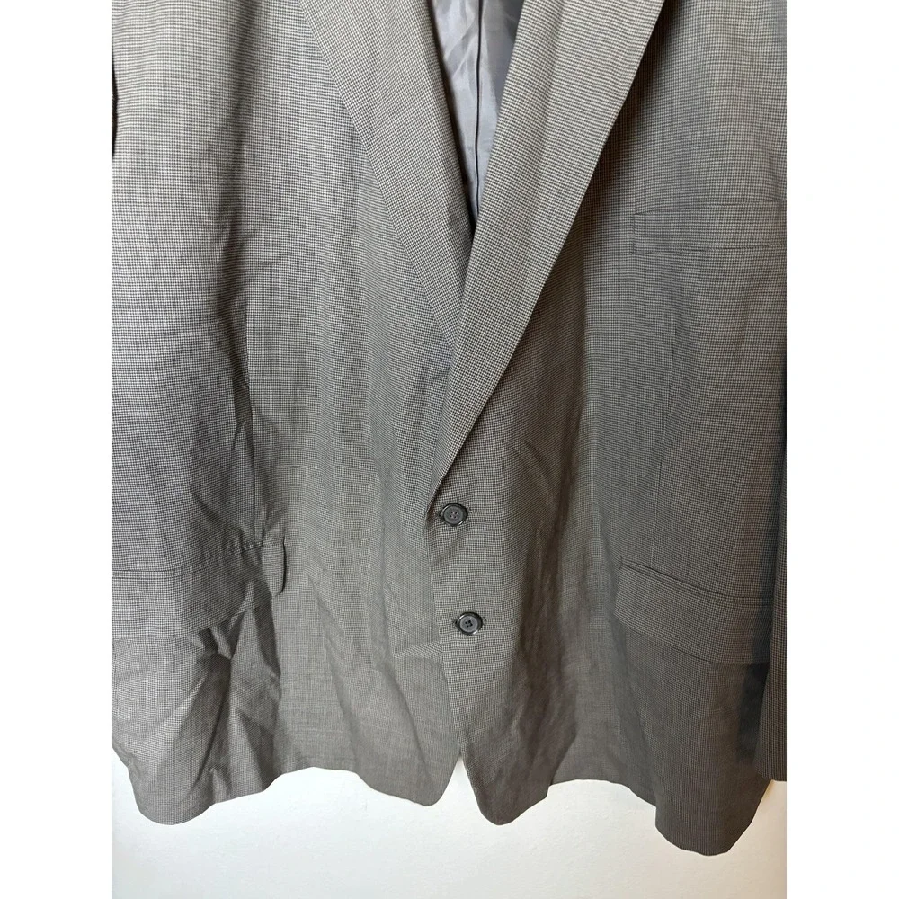 Hardy Amies Blazer Mens 60R Gray Wool Checkered Sport Coat Jacket Classic Formal